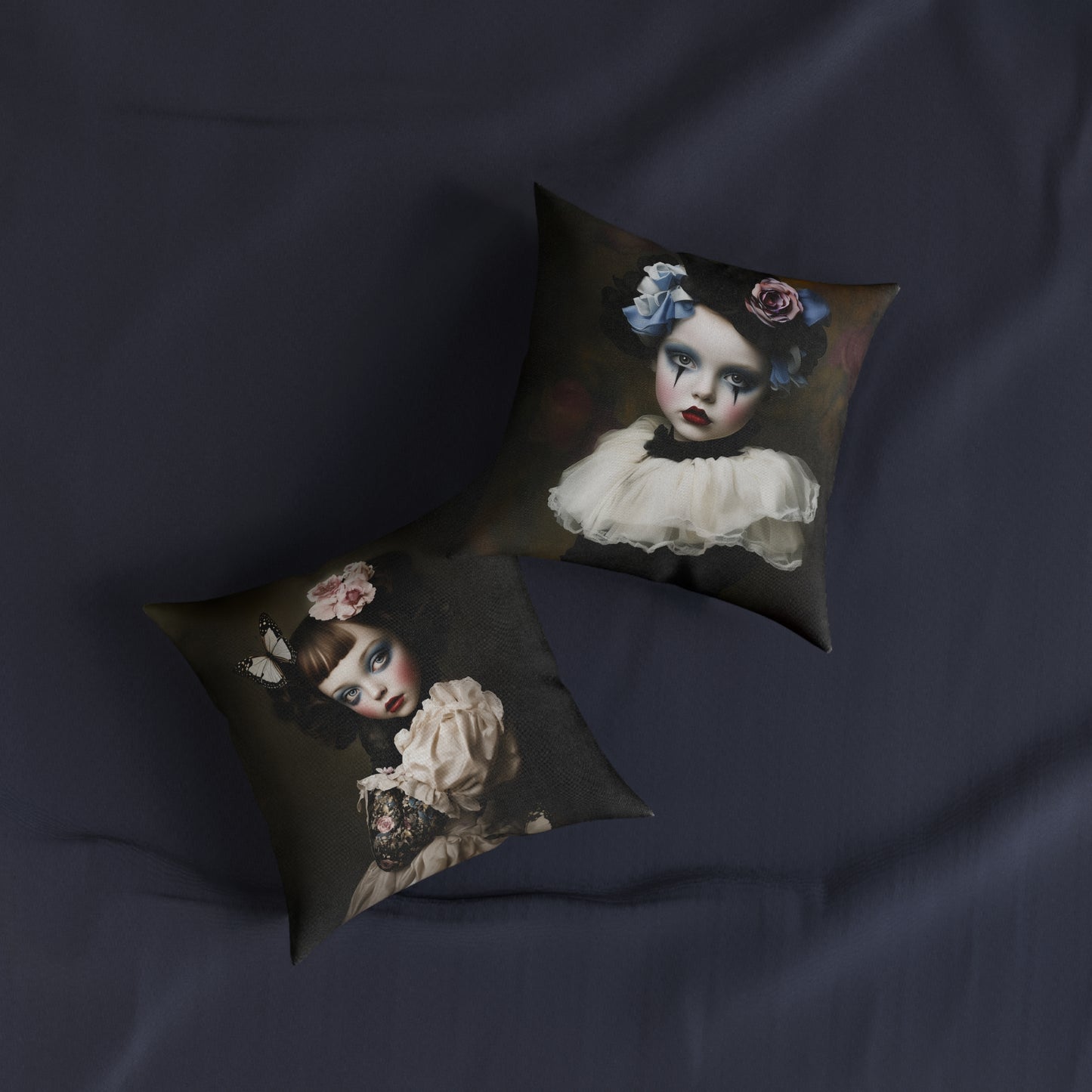 Gothic Clown Girl Square Pillow