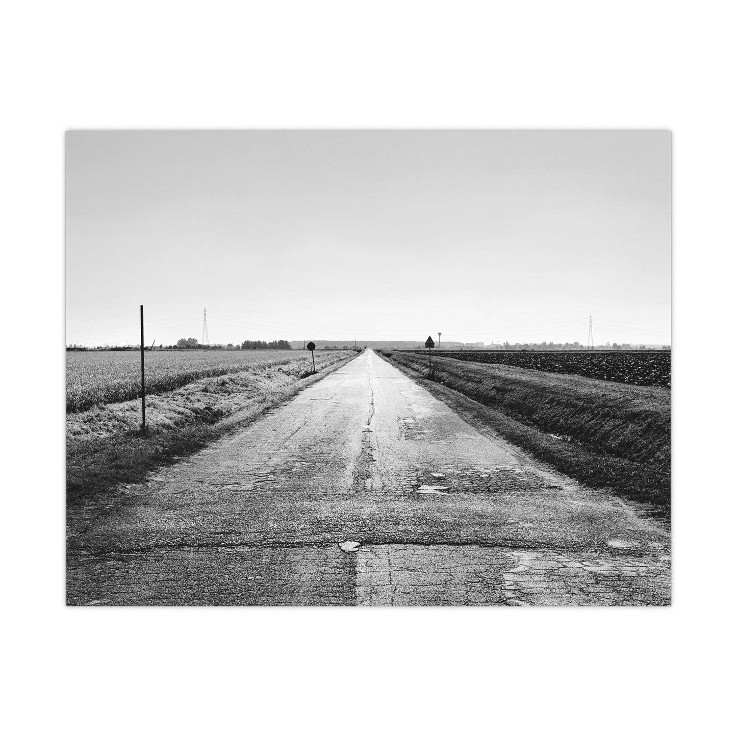 Italian road lanscape black and whitewall art photo