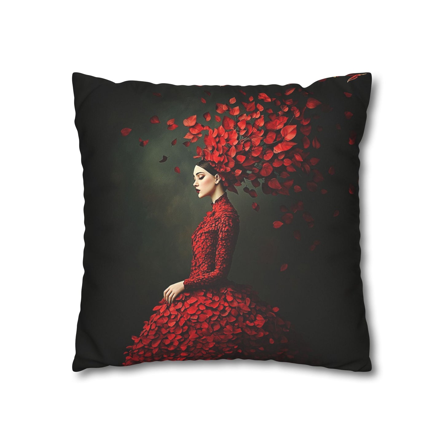 Square Pillowcase - Red Leaves Art Design