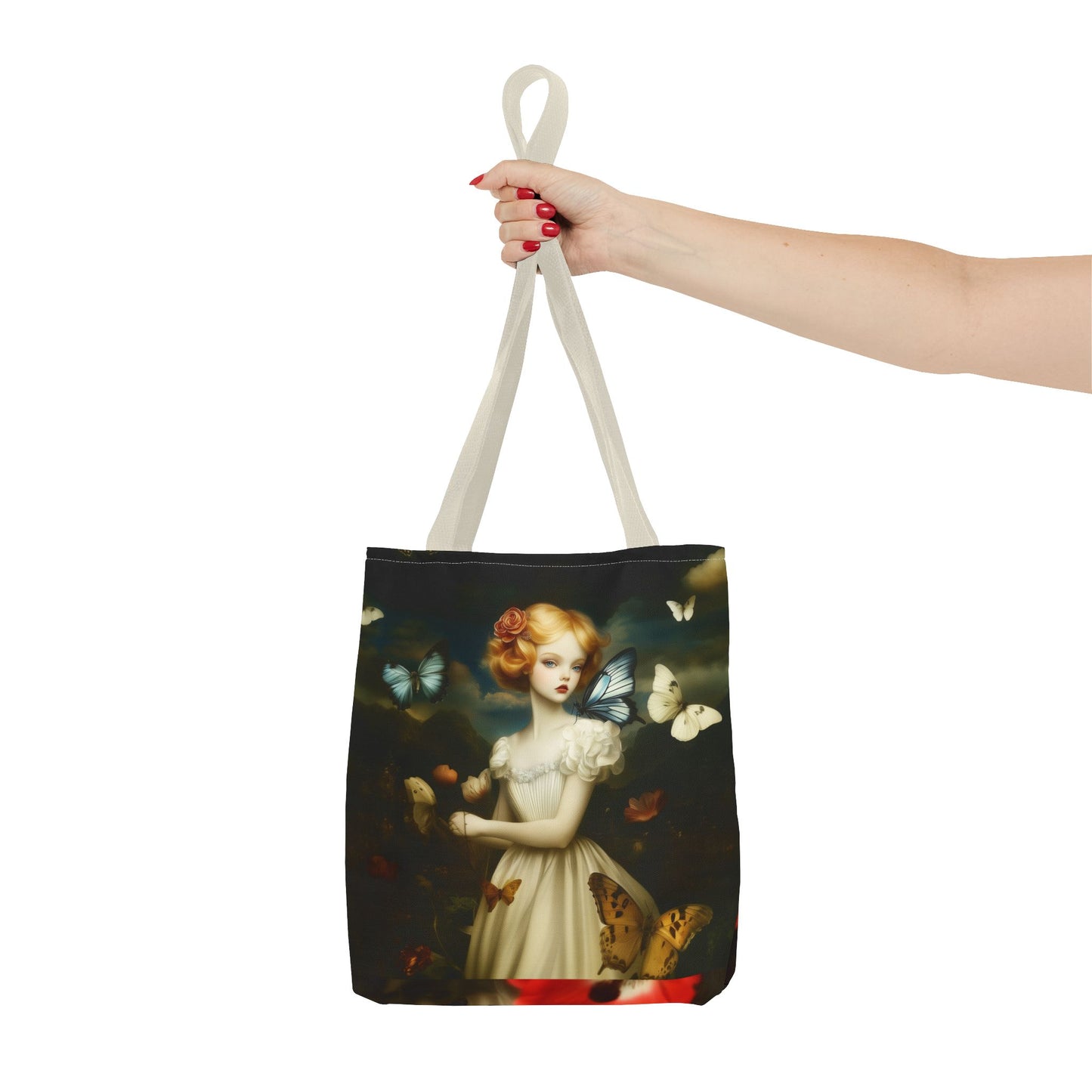 Girl and Butterflies Tote Bag