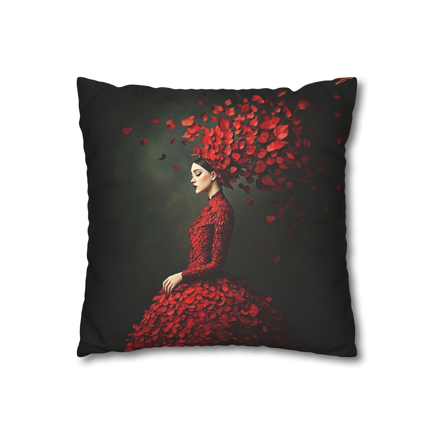 Square Pillowcase - Red Leaves Art Design