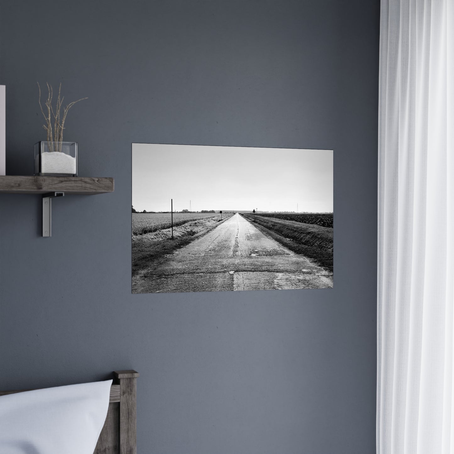 Italian road lanscape black and whitewall art photo