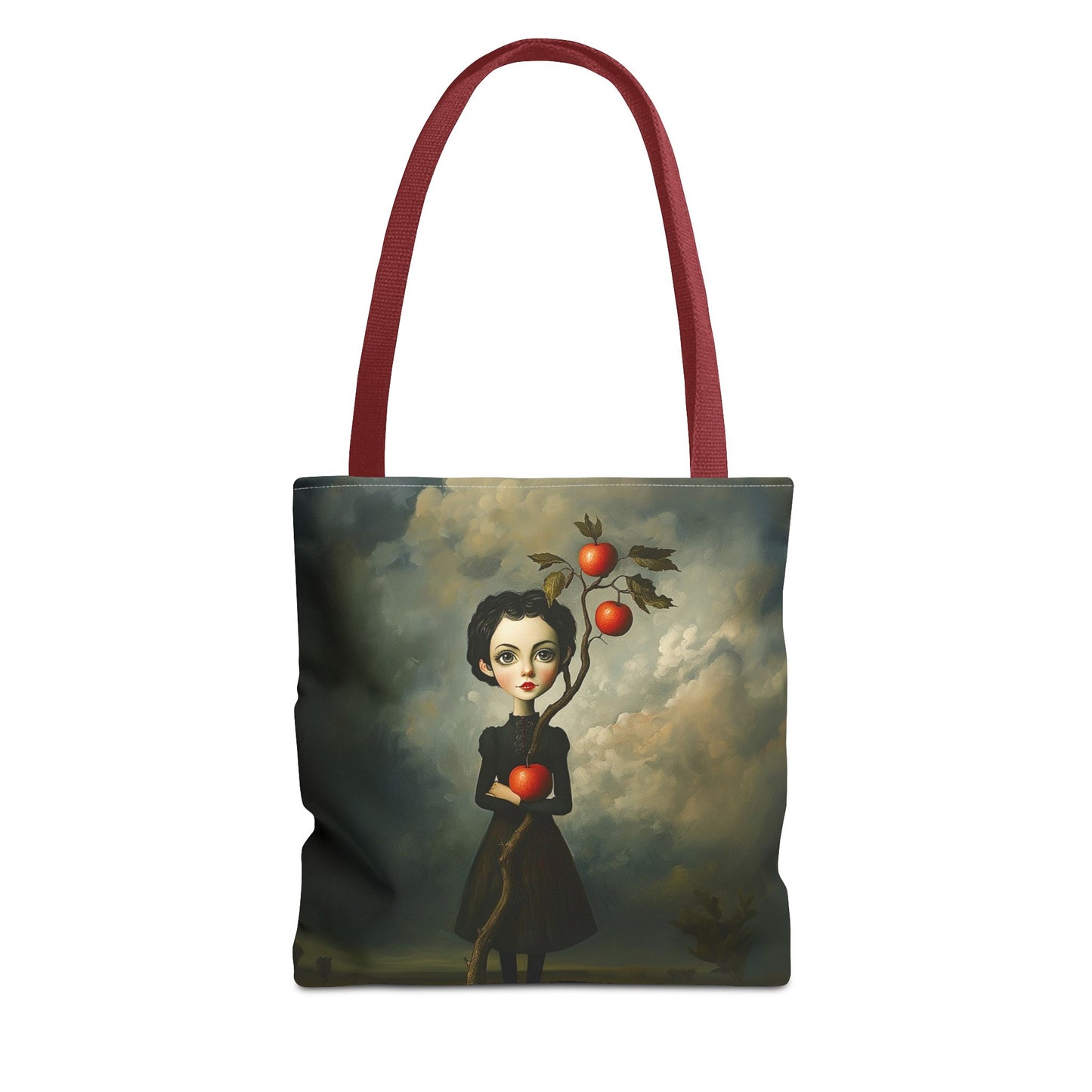 Tote Bag Girl with Apple Tree Illustration