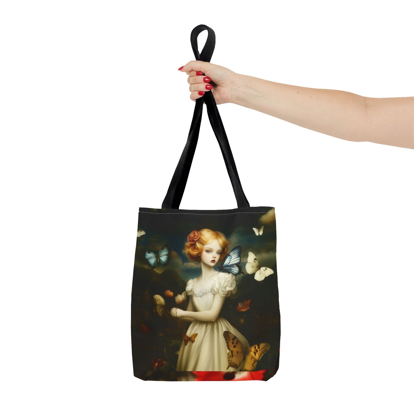 Girl and Butterflies Tote Bag