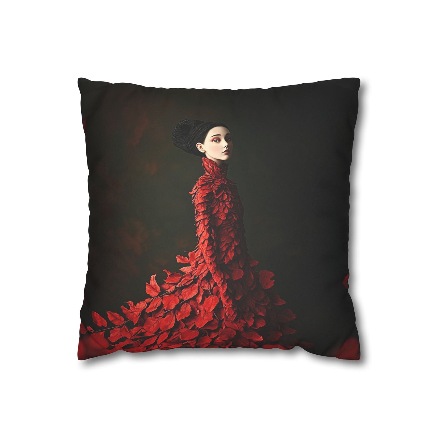 Square Pillowcase - Red Leaves Art Design