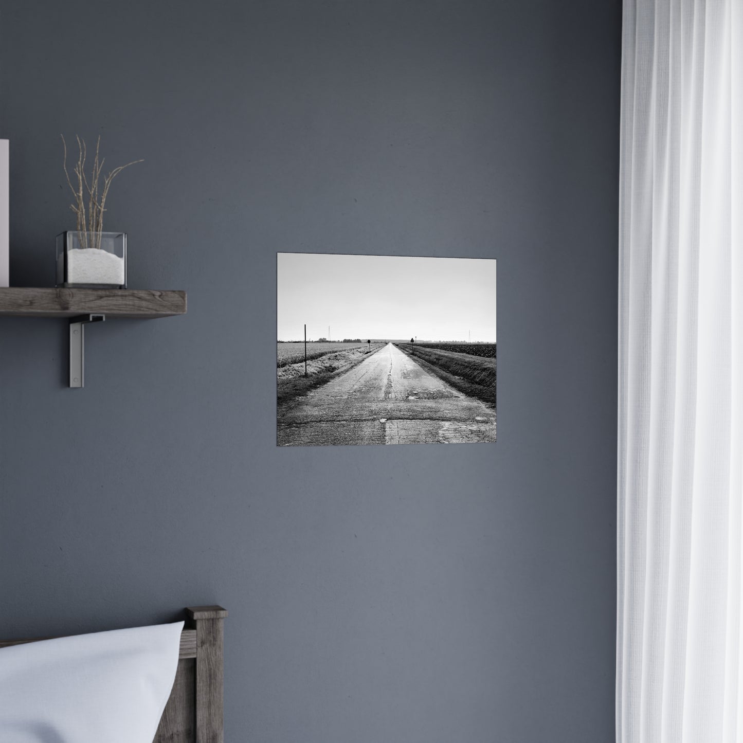 Italian road lanscape black and whitewall art photo