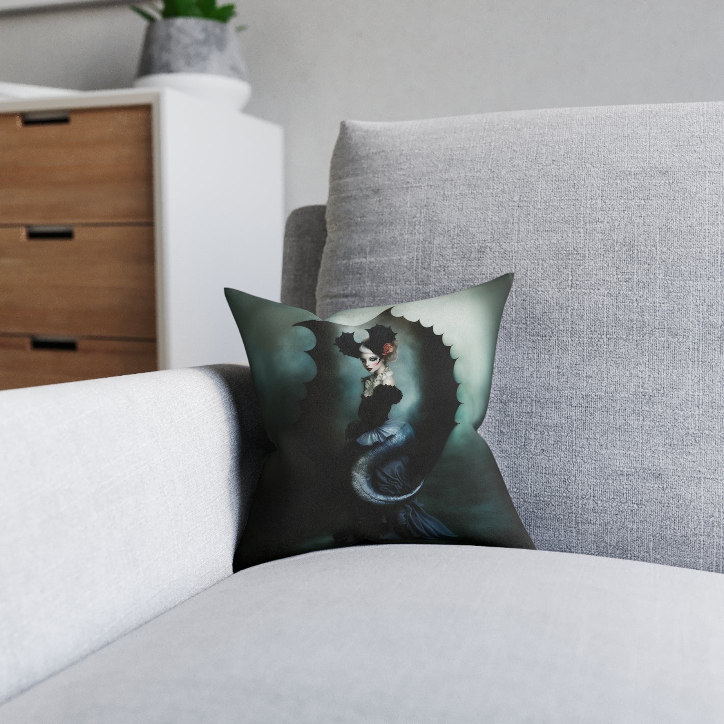 Gothic Mermaid Square Pillow