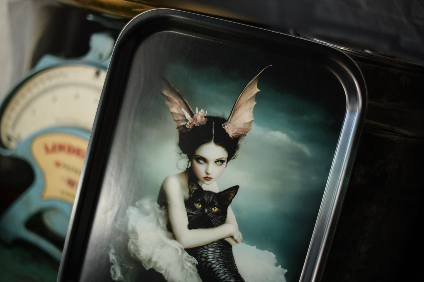 Catfish mermaid fairy tray 20x27cm