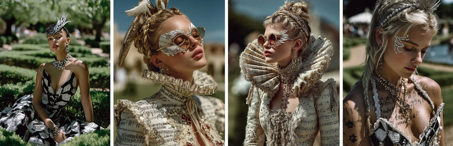 Couture collection inspired by musical instruments- 60 prompts