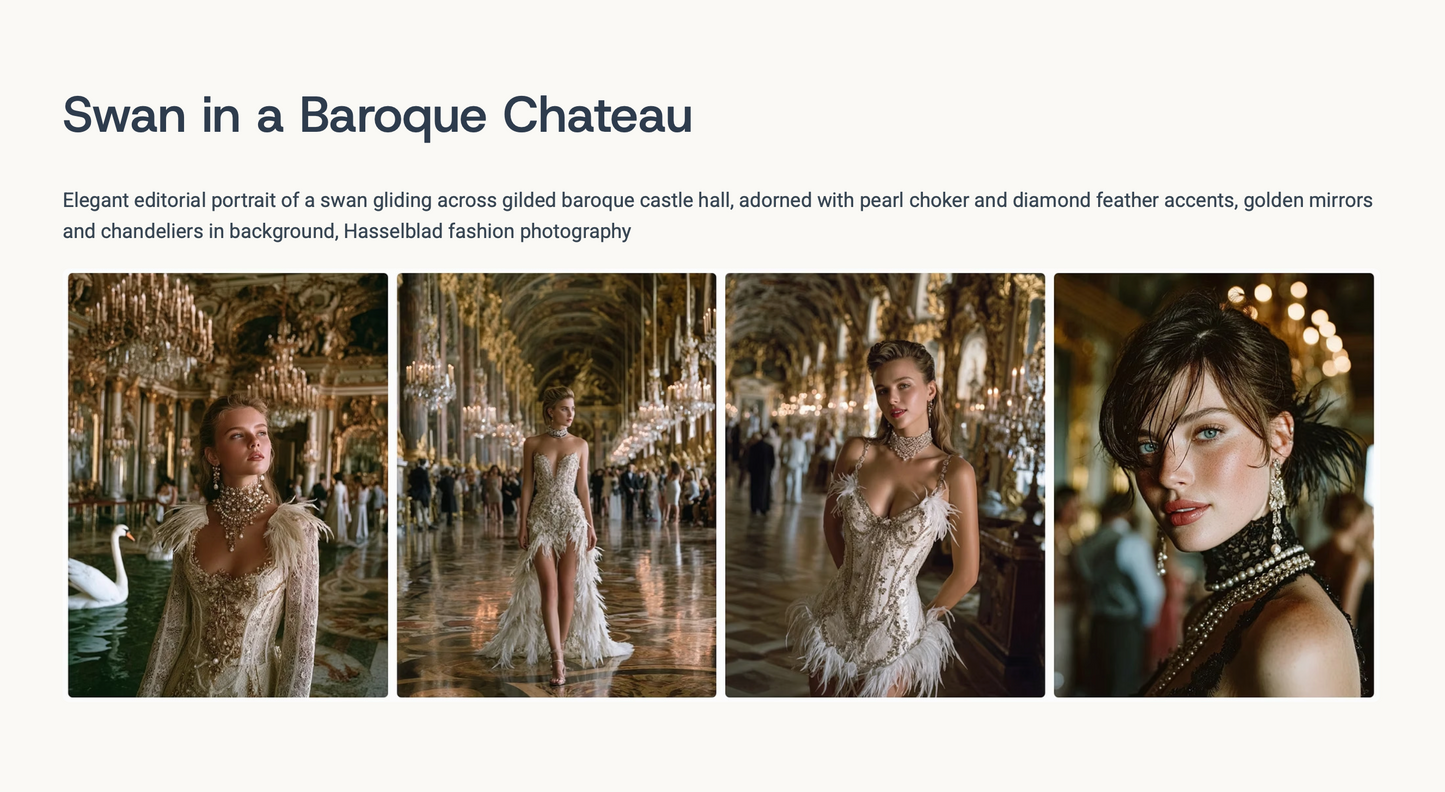 Couture Animals & Models – Cities, Gardens & Underwater- 60 prompts+ 60 free bonus prompts
