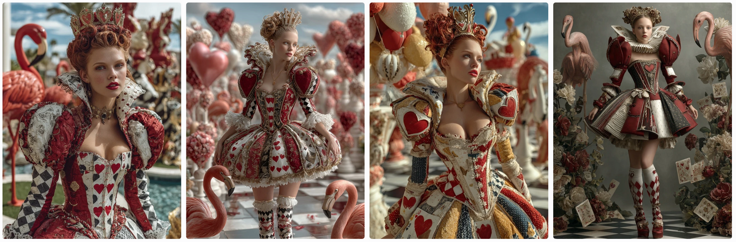 Sculptural Surrealist Couture princesses – 30 Illustrated Fashion Prompts