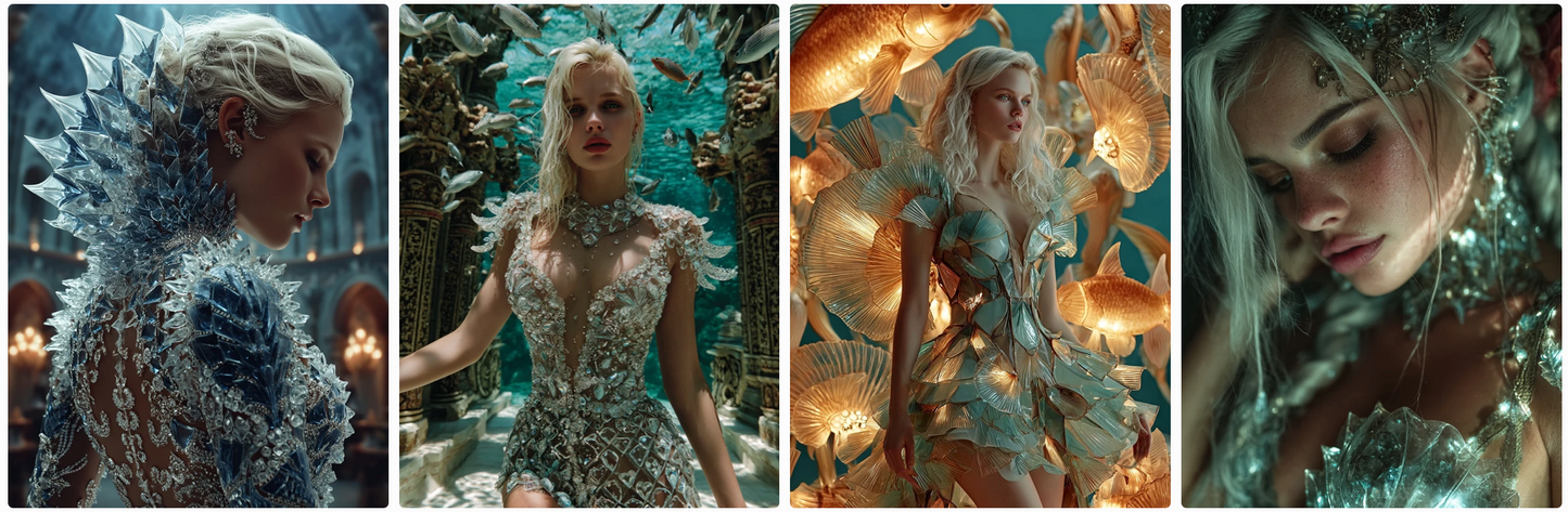 Sculptural Surrealist Couture princesses – 30 Illustrated Fashion Prompts