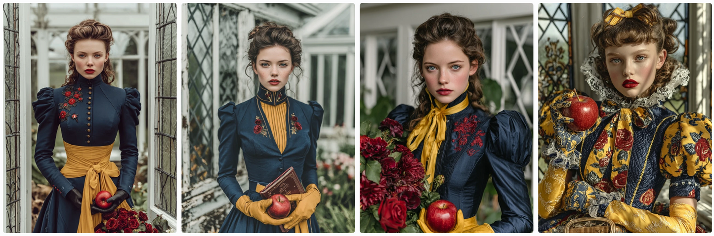 60 Snow White Haute Couture Prompts inspired by art and photographers– Illustrated Editorial Collection