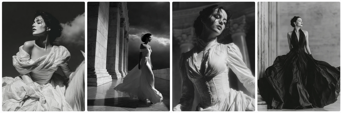 60 Snow White Haute Couture Prompts inspired by art and photographers– Illustrated Editorial Collection