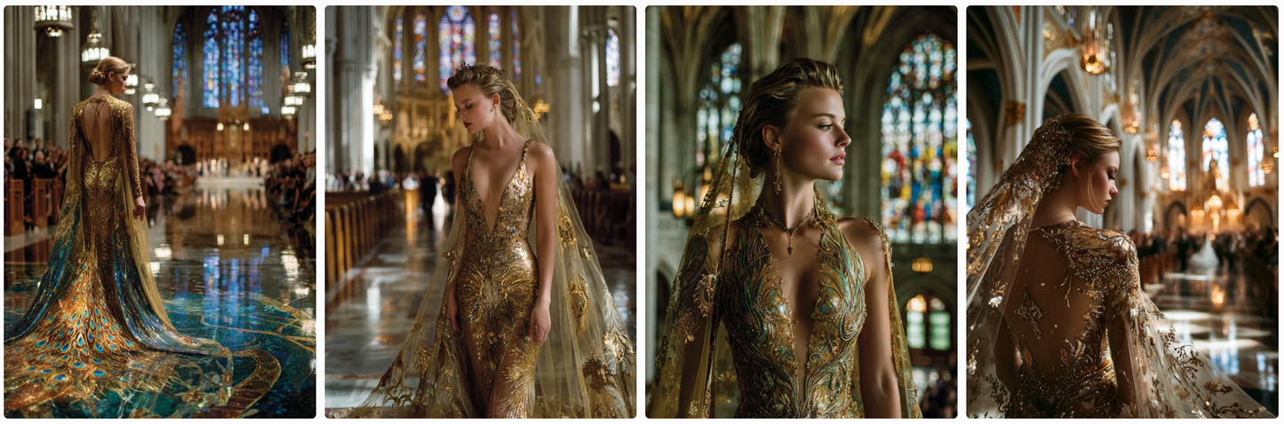 Couture Wedding Dresses and Veils Inspired by Klimt and Animals – 30 Couture Prompts