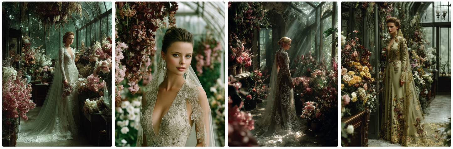 Couture Wedding Dresses and Veils Inspired by Klimt and Animals – 30 Couture Prompts
