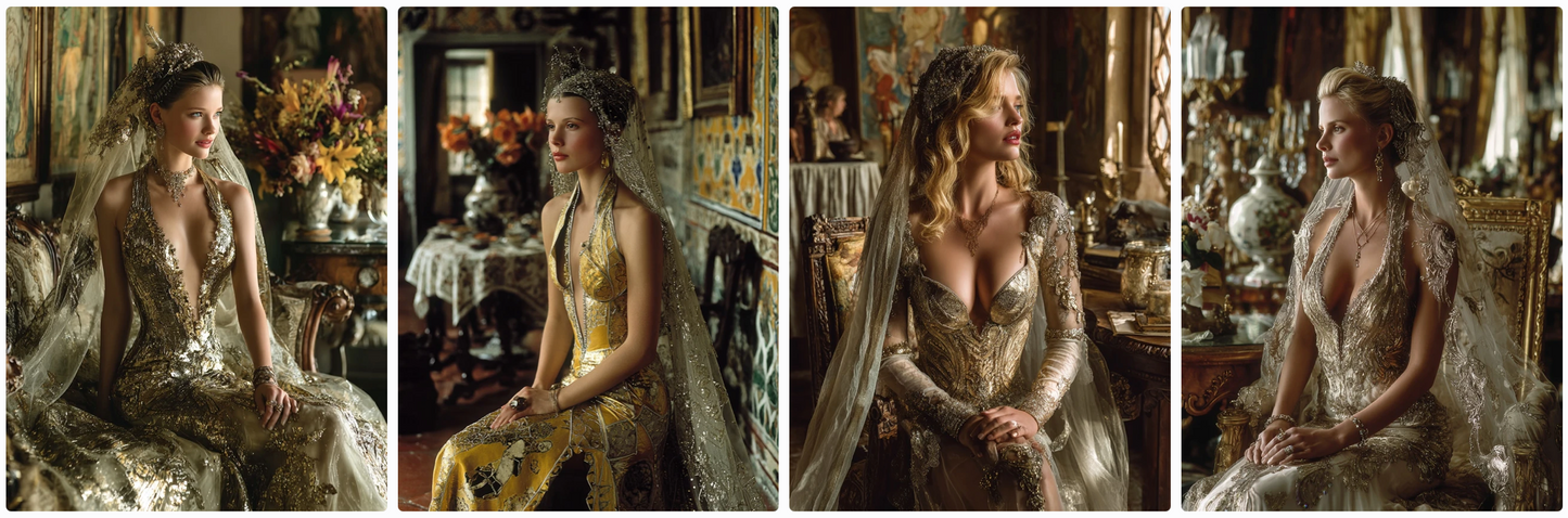 Couture Wedding Dresses and Veils Inspired by Klimt and Animals – 30 Couture Prompts