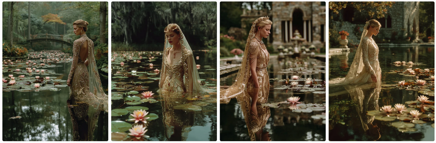Couture Wedding Dresses and Veils Inspired by Klimt and Animals – 30 Couture Prompts