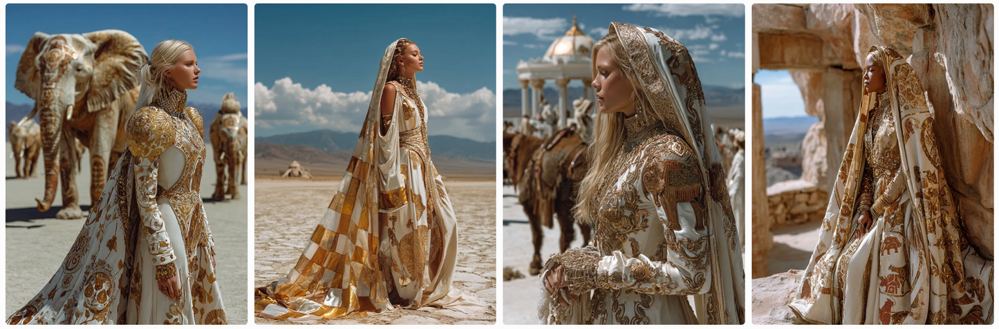 Couture Wedding Dresses and Veils Inspired by Klimt and Animals – 30 Couture Prompts