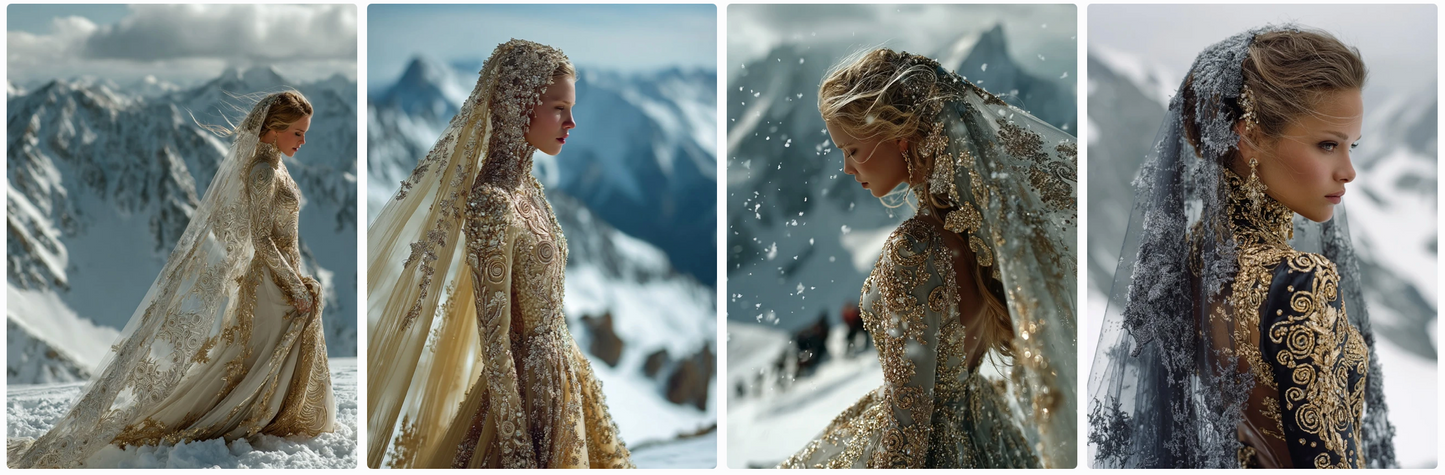 Couture Wedding Dresses and Veils Inspired by Klimt and Animals – 30 Couture Prompts