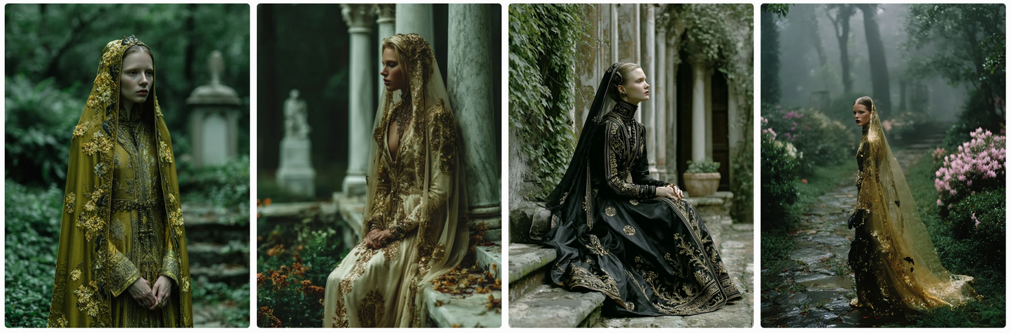 Couture Wedding Dresses and Veils Inspired by Klimt and Animals – 30 Couture Prompts
