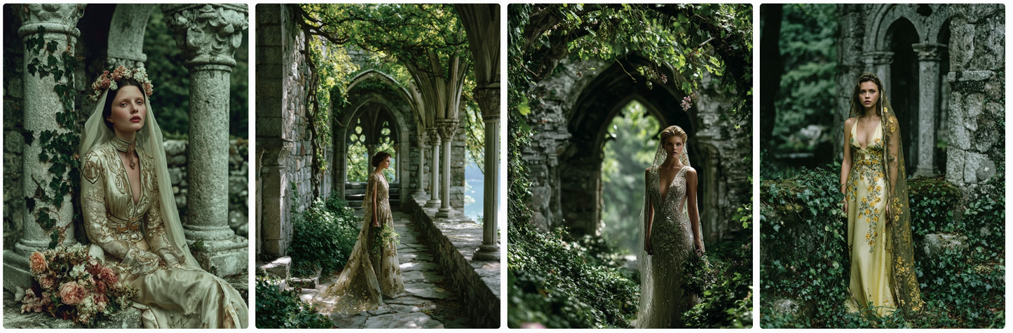 Couture Wedding Dresses and Veils Inspired by Klimt and Animals – 30 Couture Prompts