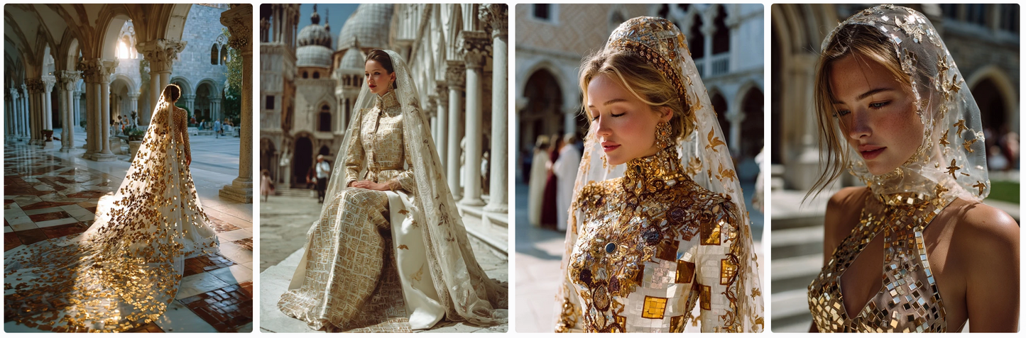 Couture Wedding Dresses and Veils Inspired by Klimt and Animals – 30 Couture Prompts