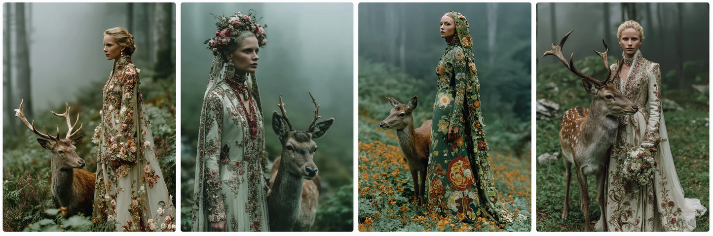 Couture Wedding Dresses and Veils Inspired by Klimt and Animals – 30 Couture Prompts