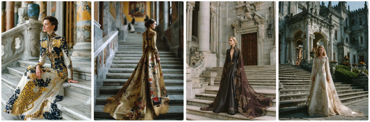 Couture Wedding Dresses and Veils Inspired by Klimt and Animals – 30 Couture Prompts
