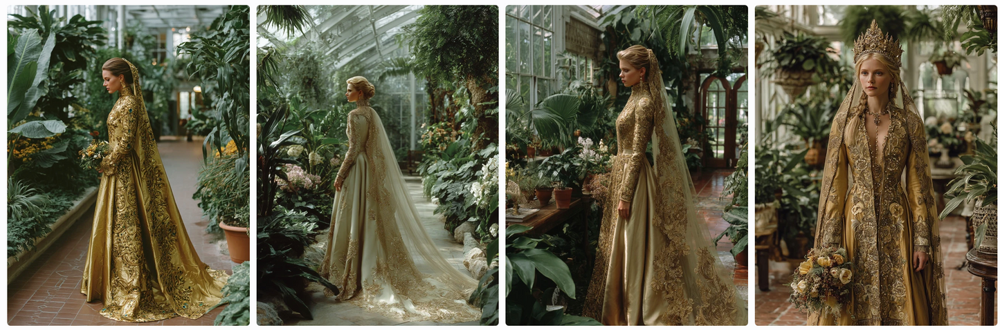 Couture Wedding Dresses and Veils Inspired by Klimt and Animals – 30 Couture Prompts