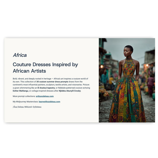 Couture Summer Dresses Inspired by African Artists — 30 MidJourney Prompts
