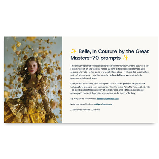 Belle Haute Couture Artist Collection – 70 Editorial Prompts