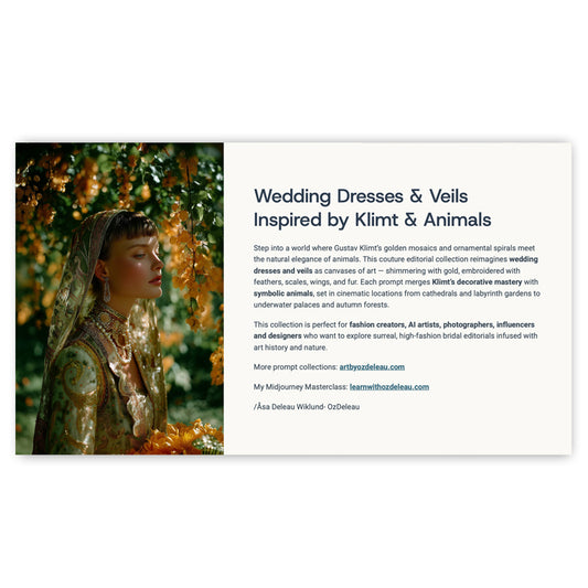 Couture Wedding Dresses and Veils Inspired by Klimt and Animals – 30 Couture Prompts
