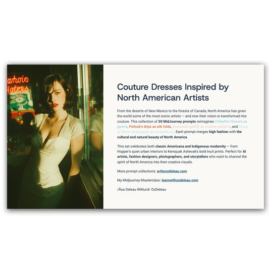 Couture Summer Dresses Inspired by North American Artists — 30 MidJourney Prompts
