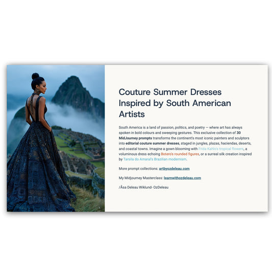 Couture Summer Dresses Inspired by South American Artists — 30 MidJourney Prompts